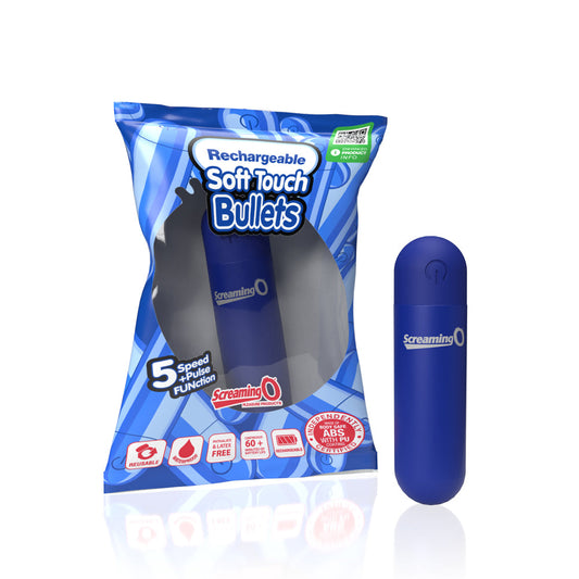 Screaming O Soft Touch Rechargeable Bullets Blue - Red Garter