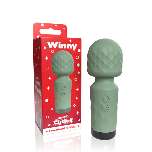 Screaming O Cuties Winny Vibrating Mini Wand Sage Green - Red Garter