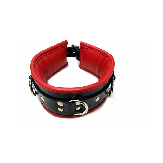 Rouge Leather Padded Collar Black/Red - Red Garter