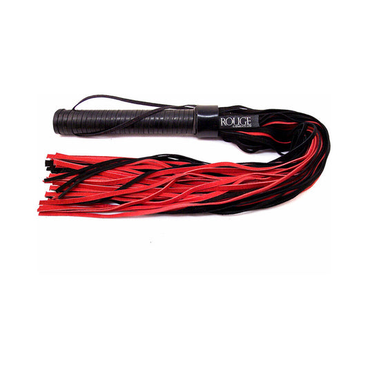 Rouge Suede Flogger with Leather Handle Black/Red - Red Garter