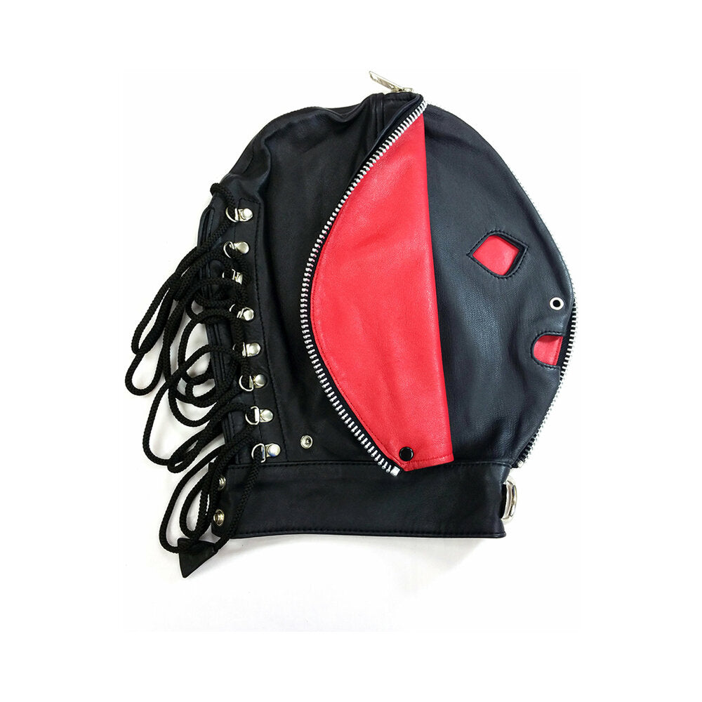 Rouge Leather Fly Trap Mask Black/Red - Red Garter