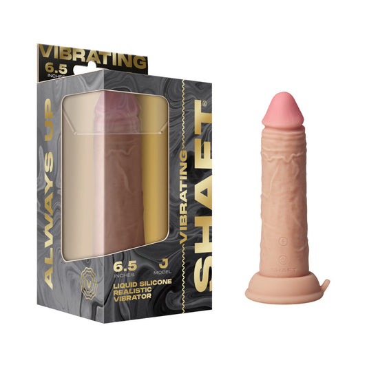 Shaft Vibrating Model J: 6.5 in. Dual Density Silicone Dildo Pine - Red Garter