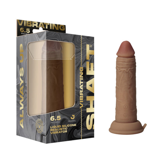 Shaft Vibrating Model J: 6.5 in. Dual Density Silicone Dildo Oak - Red Garter