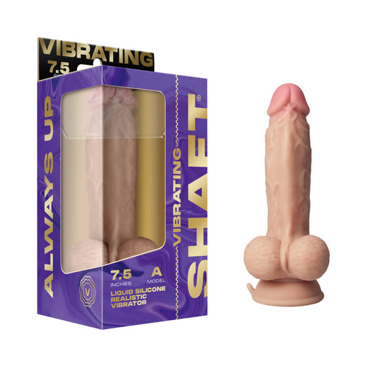 Shaft Vibrating Model A: 7.5 in. Dual Density Silicone Dildo Pine - Red Garter