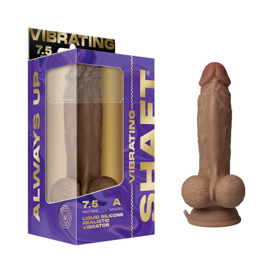 Shaft Vibrating Model A: 7.5 in. Dual Density Silicone Dildo Oak - Red Garter
