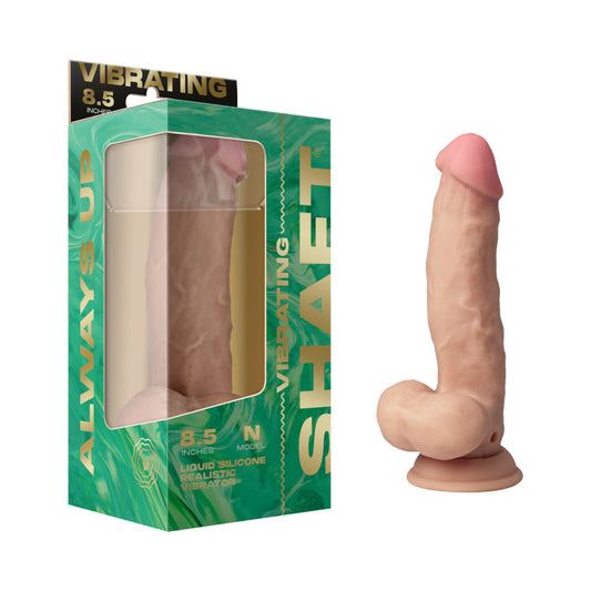 Shaft Vibrating Model N: 8.5 in. Dual Density Silicone Dildo Pine - Red Garter