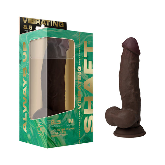 Shaft Vibrating Model N: 8.5 in. Dual Density Silicone Dildo Mahogany - Red Garter