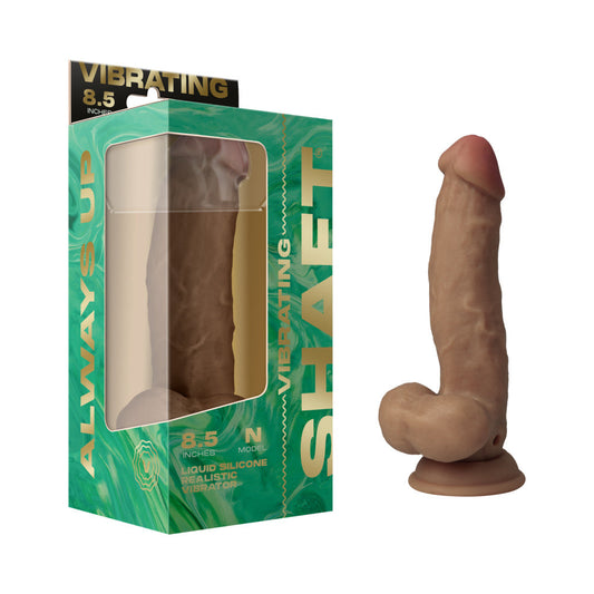 Shaft Vibrating Model N: 8.5 in. Dual Density Silicone Dildo Oak - Red Garter