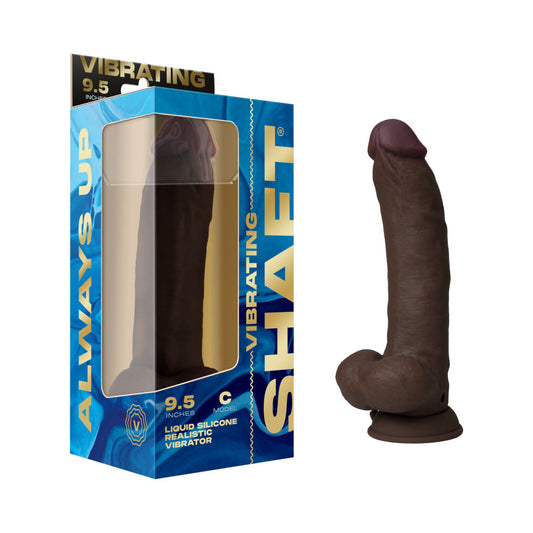 Shaft Vibrating Model C: 9.5 in. Dual Density Silicone Dildo Mahogany - Red Garter