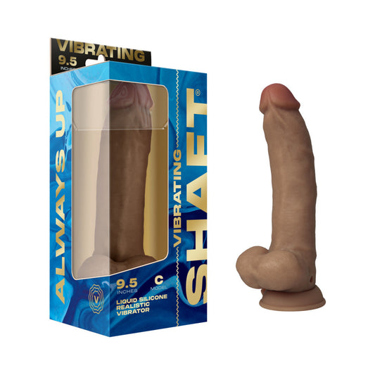 Shaft Vibrating Model C: 9.5 in. Dual Density Silicone Dildo Oak - Red Garter