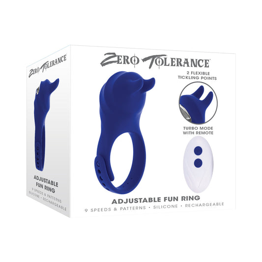 Zero Tolerance Adjustable Fun Ring Rechargeable Vibrating C-Ring with Remote Silicone Blue - Red Garter