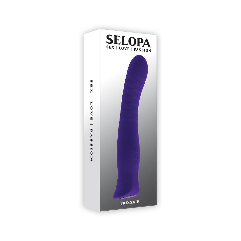 Selopa Trixxxie Rechargeable Vibrator Silicone Purple - Red Garter
