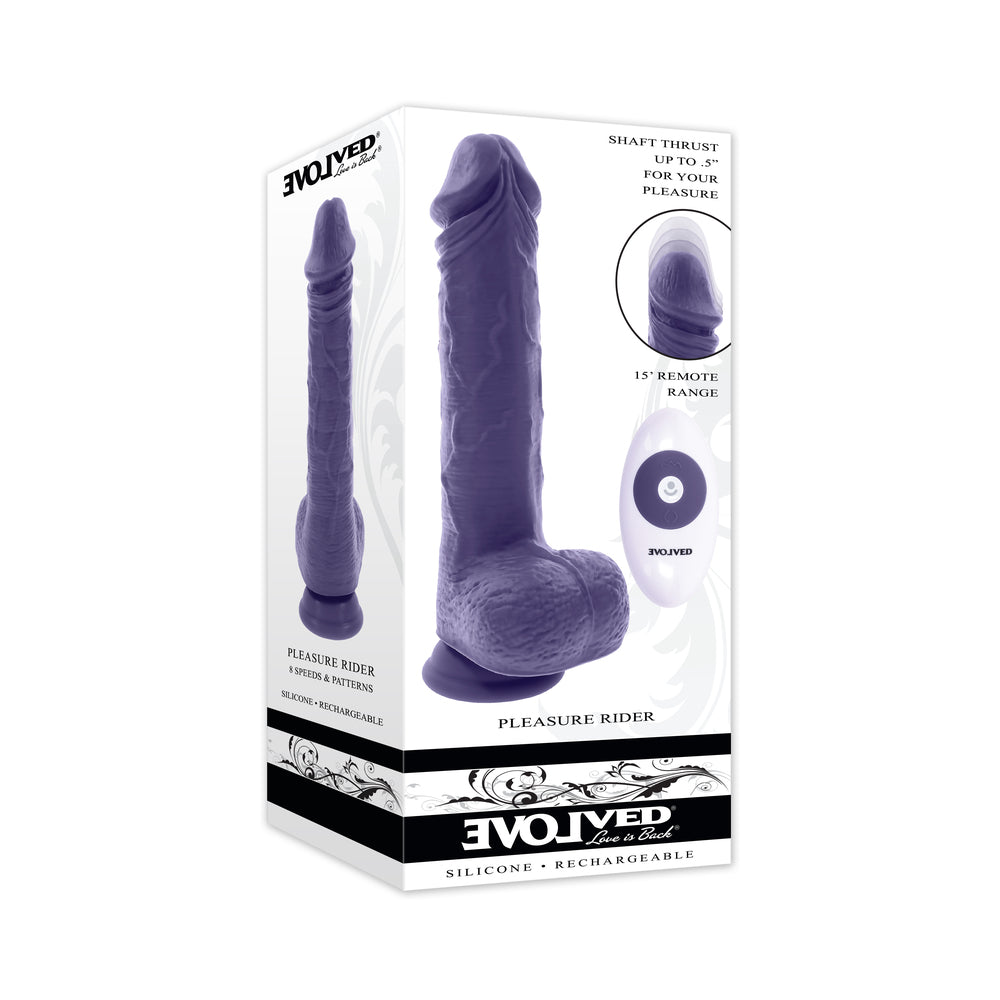 Evolved Pleasure Rider Rechargeable Dildo with Remote Silicone Purple - Red Garter