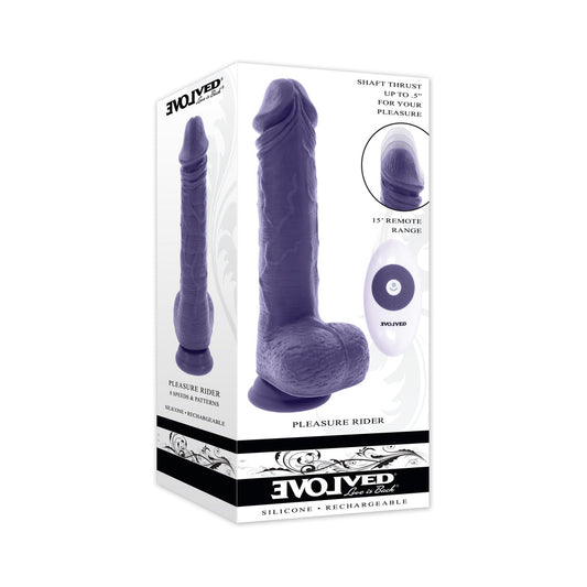 Evolved Pleasure Rider Rechargeable Dildo with Remote Silicone Purple - Red Garter