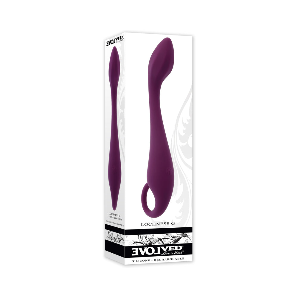 Evolved Lochness G Rechargeable Vibrator Silicone Burgundy - Red Garter