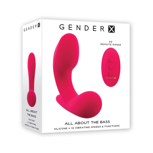 Gender X All About the Bass Rechargeable Vibrator with Remote Silicone Red - Red Garter