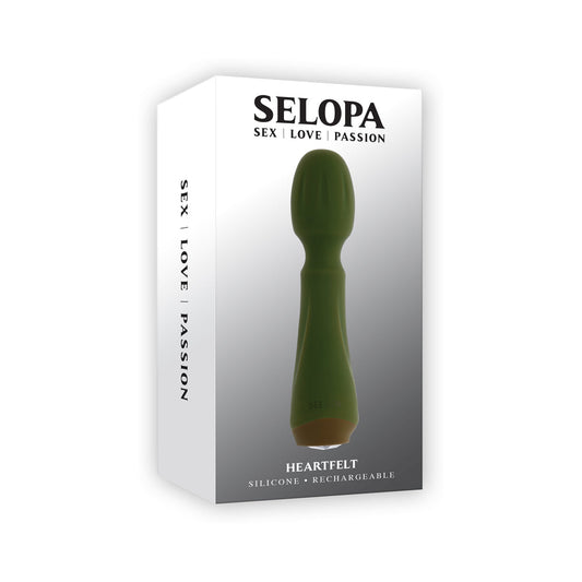 Selopa Heartfelt Rechargeable Vibrating Mini Wand Silicone Green - Red Garter