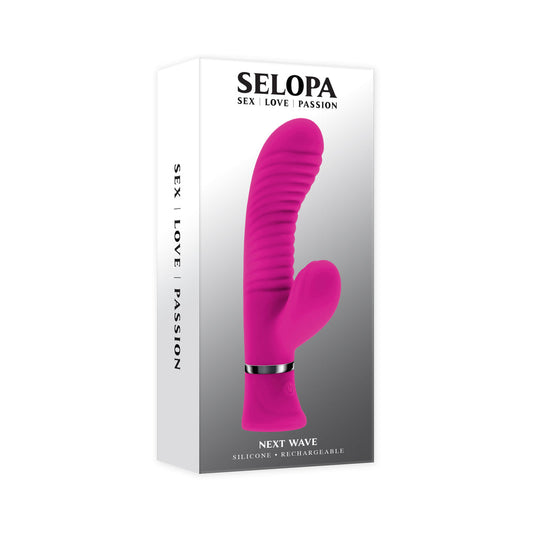 Selopa Next Wave Rechargeable Vibrating Dual Stimulator Silicone Pink - Red Garter