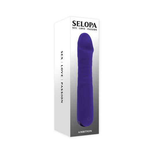 Selopa Ambition Rechargeable Thrusting Vibrator Silicone Purple - Red Garter