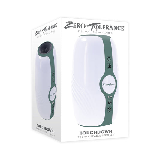 Zero Tolerance Touchdown Rechargeable Vibrating Tightening Stroker Silicone White - Red Garter