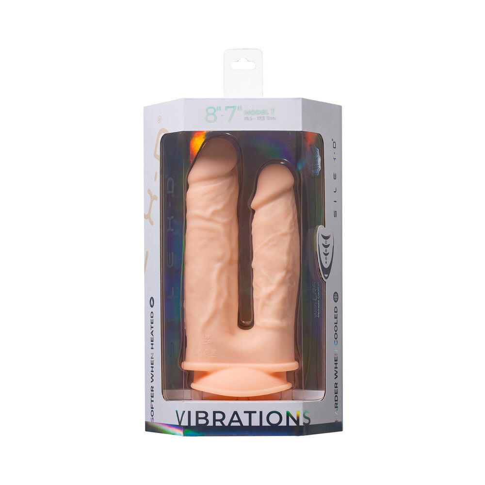 SILEX-D The Original Double Penetration 7 in. & 8 in. Vibrating Dildo with Remote Vanilla - Red Garter