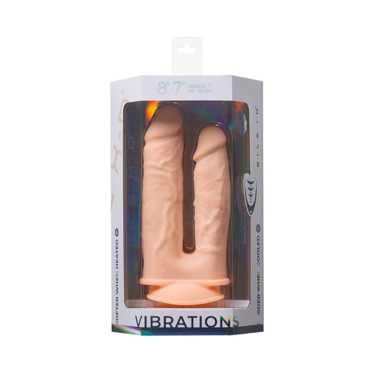 SILEX-D The Original Double Penetration 7 in. & 8 in. Vibrating Dildo with Remote Vanilla - Red Garter