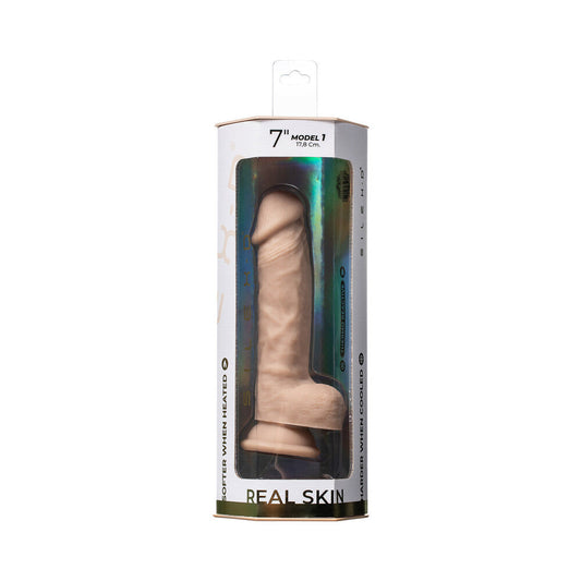 SILEX-D Real Skin Model 1 Dildo 7 in. Vanilla - Red Garter