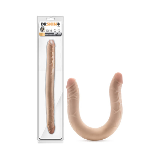 Dr. Skin Plus 16.5 in. Posable Double Dong Beige - Red Garter