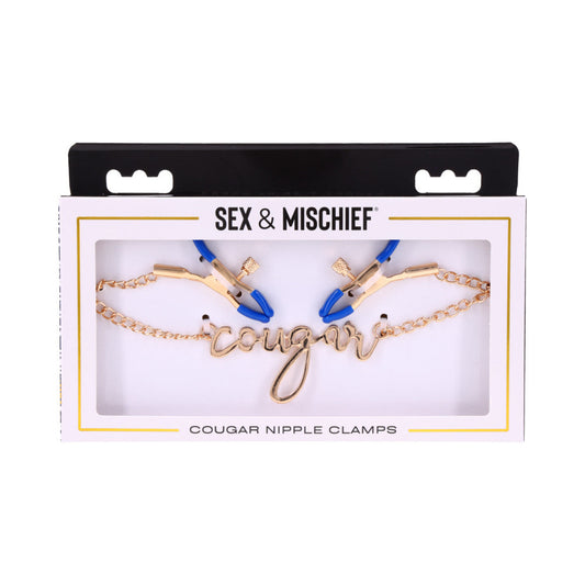 Sportsheets Sex & Mischief Cougar Nipple Clamps - Red Garter