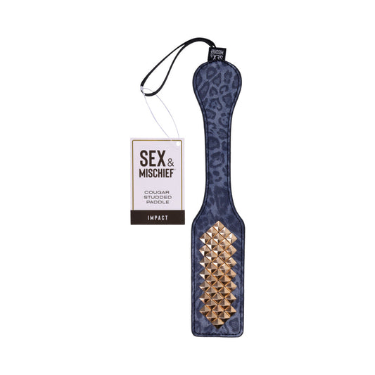 Sportsheets Sex & Mischief Cougar Studded Paddle - Red Garter