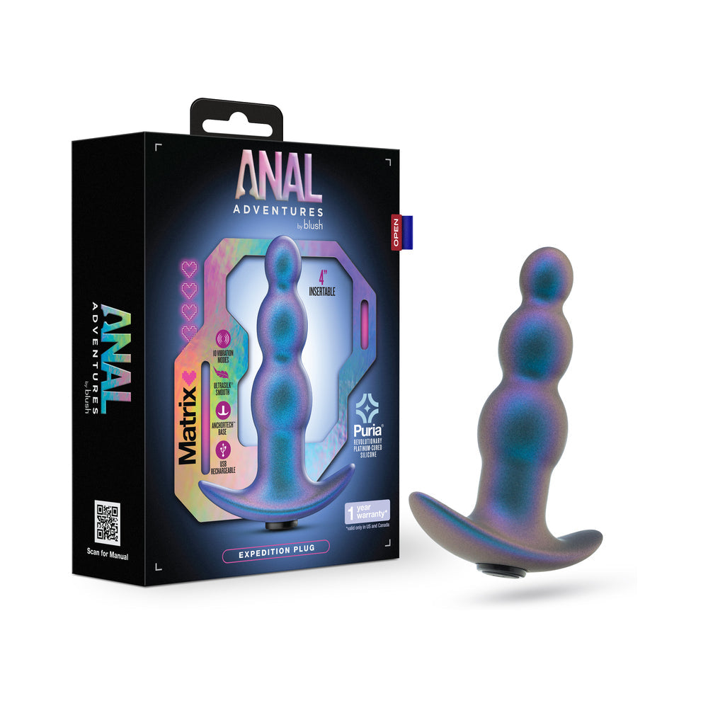 Anal Adventures Matrix Expedition Plug Lunar Blue - Red Garter