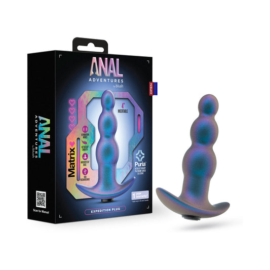 Anal Adventures Matrix Expedition Plug Lunar Blue - Red Garter