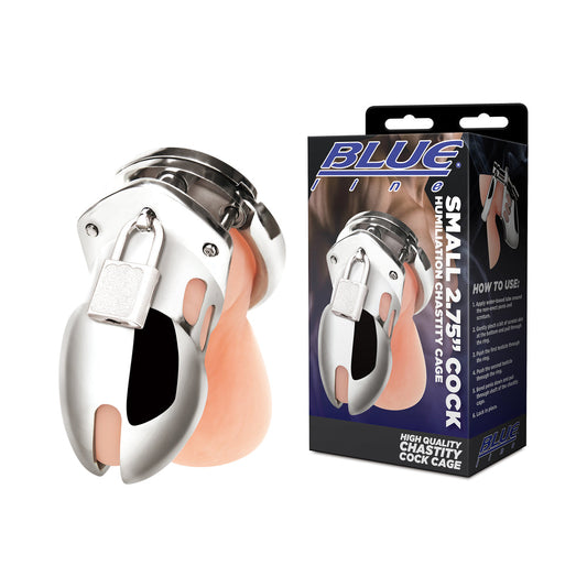 Blue Line Small 2.75 in. Cock Humiliation Chastity Cage - Red Garter