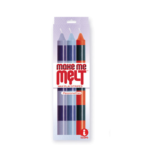 The 9''s Make Me Melt Sensual Warm Drip Candles 3pk Stripes Passionettes - Red Garter