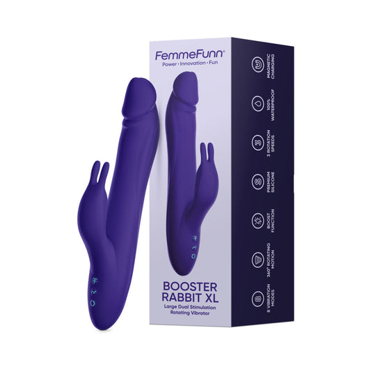 FemmeFunn Booster Rabbit XL Dark Purple - Red Garter