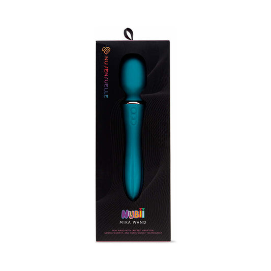 Nu Sensuelle Mika Nubii Wand with Turbo Boost and Heat Blue - Red Garter