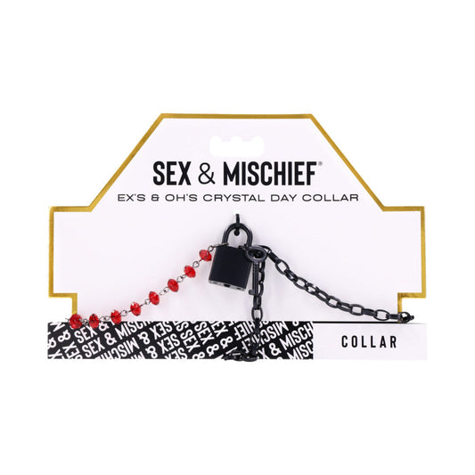 Sportsheets Sex & Mischief Ex''s & Oh''s Crystal Day Collar - Red Garter