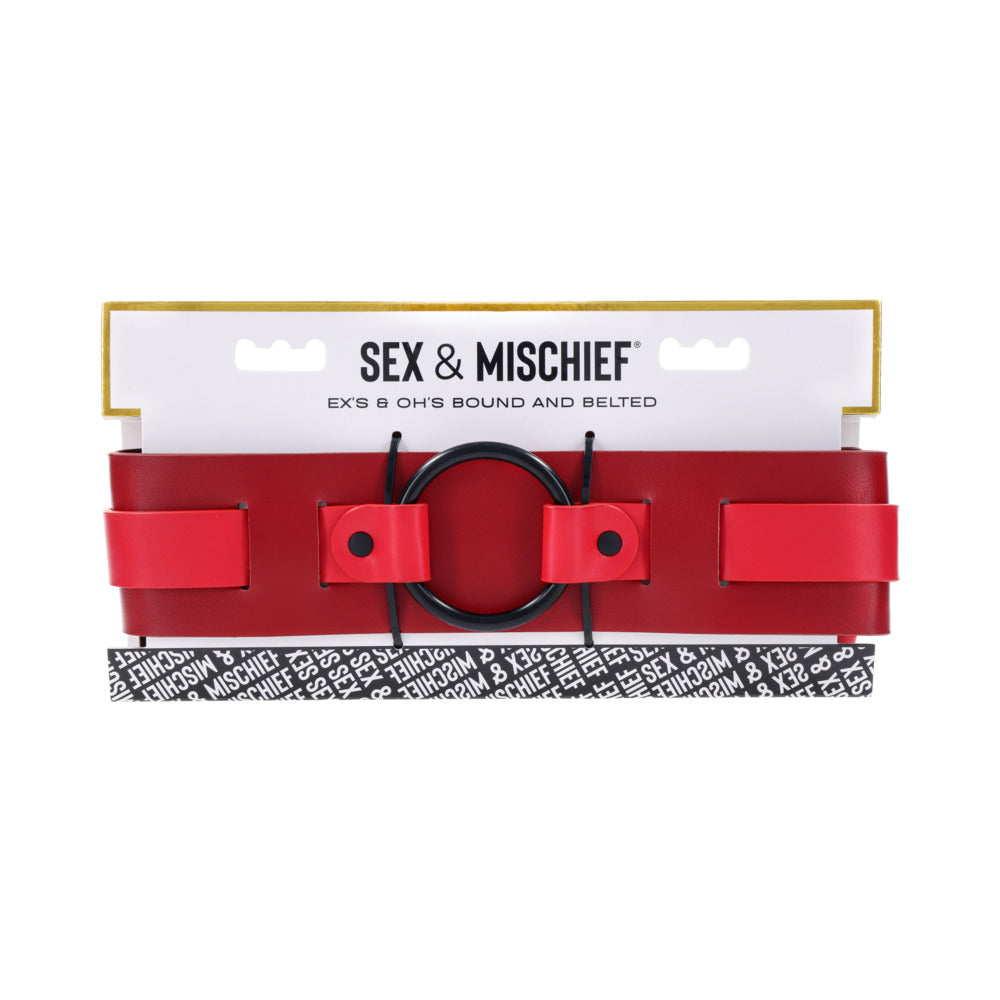 Sportsheets Sex & Mischief Ex''s & Oh''s Bound and Belted - Red Garter