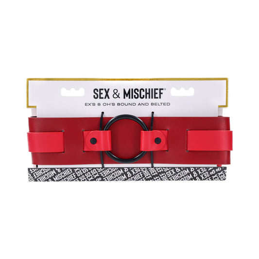 Sportsheets Sex & Mischief Ex''s & Oh''s Bound and Belted - Red Garter
