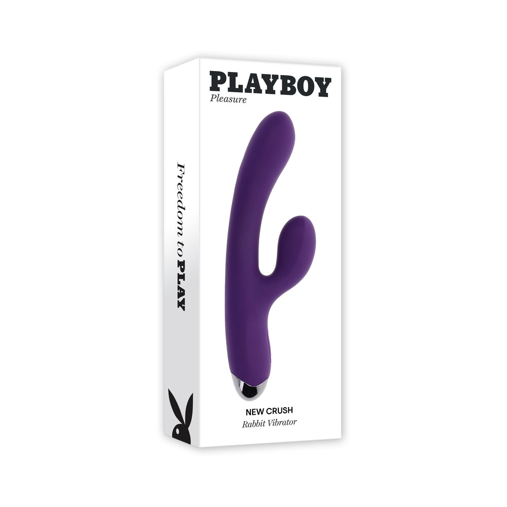 Playboy New Crush Rechargeable Silicone Rabbit Vibrator Acai - Red Garter