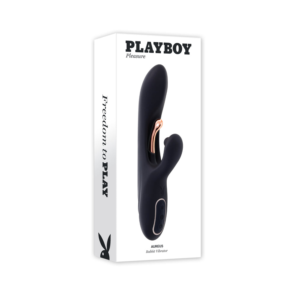 Playboy Aureus Rechargeable Silicone Rabbit Vibrator 2 AM - Red Garter