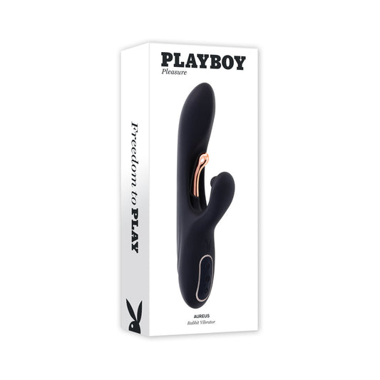 Playboy Aureus Rechargeable Silicone Rabbit Vibrator 2 AM - Red Garter