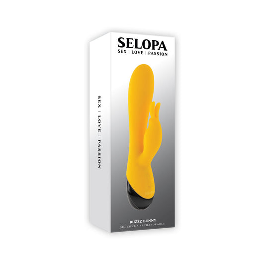 Selopa Buzzz Bunny Rechargeable Silicone Flexible Rabbit Vibrator Yellow - Red Garter