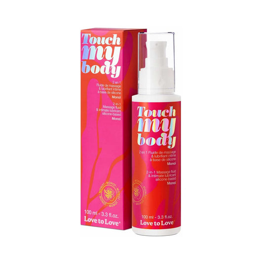 Love to Love Touch My Body 2-in-1 Massage Fluid & Intimate Lubricant Monoi 3.3 oz. - Red Garter