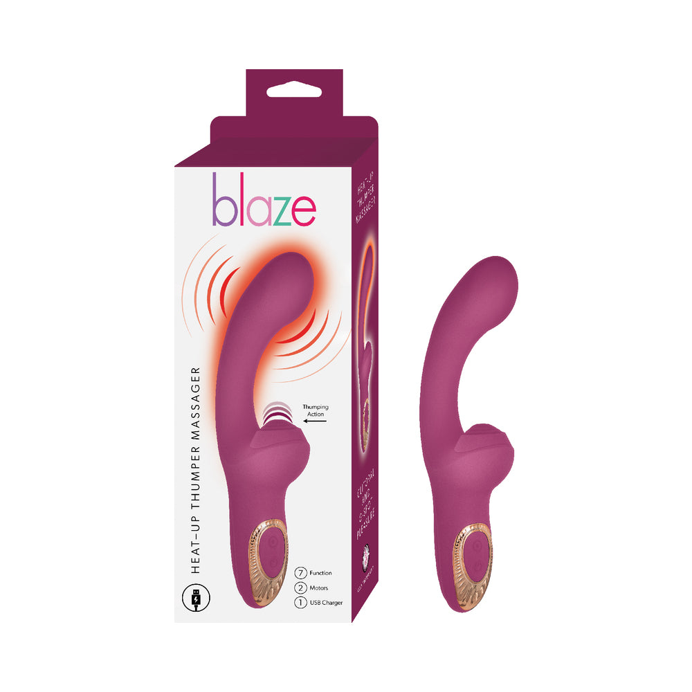 Blaze Heat-Up Thumper Massager Eggplant - Red Garter