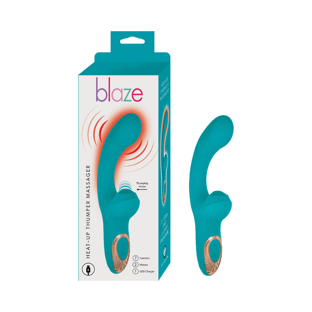 Blaze Heat-Up Thumper Massager Aqua - Red Garter