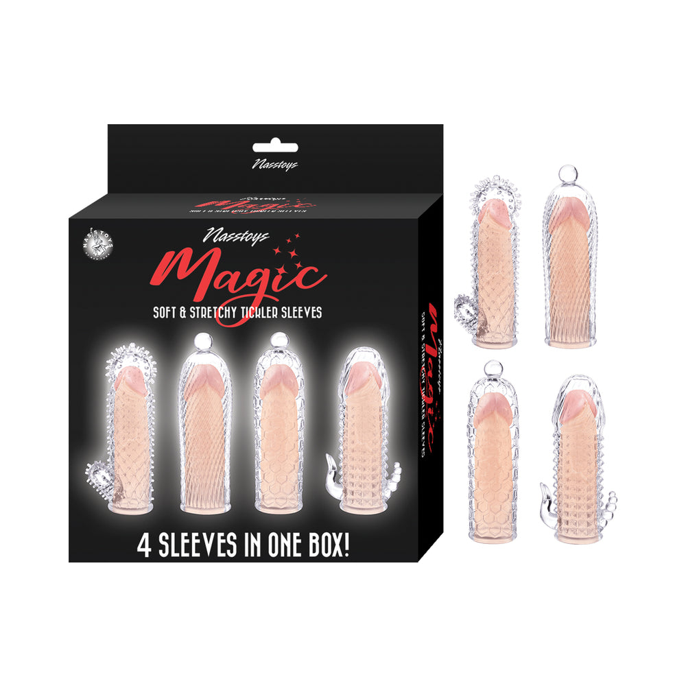 Magic Soft & Stretchy Tickler Sleeves Clear - Red Garter