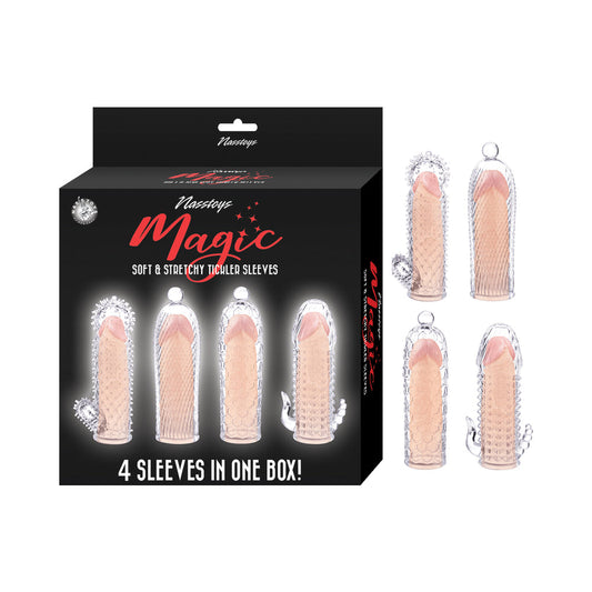 Magic Soft & Stretchy Tickler Sleeves Clear - Red Garter