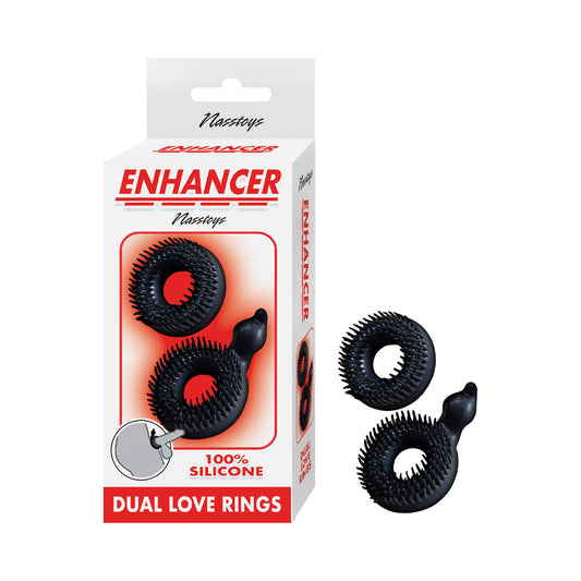 Enhancer Dual Love Rings Black - Red Garter
