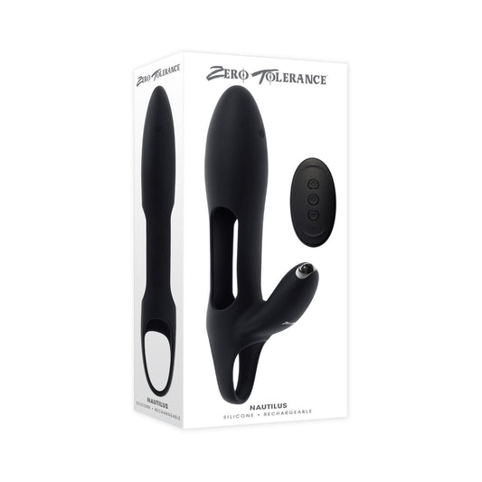 Zero Tolerance Nautilus Rechargable Vibrating Sleeve Remote Control Silicone Black - Red Garter